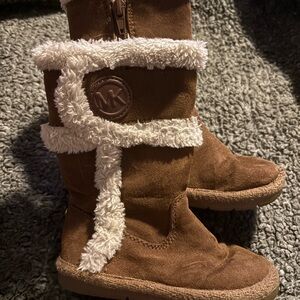 Michael Kors Kids Suede Boots with Cream Trim